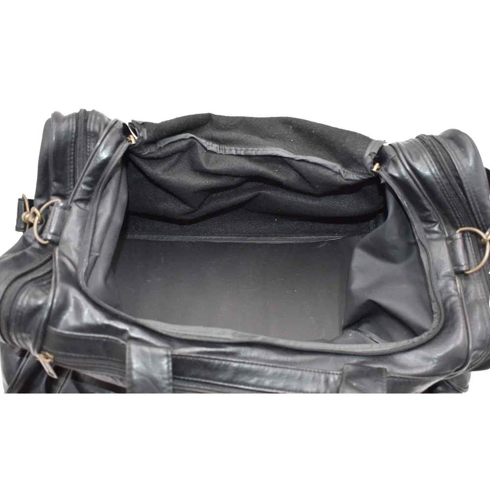 CONVERSE Gym Duffle Bag - Black Faux Leather w/Crossbody Strap - 19x10x10